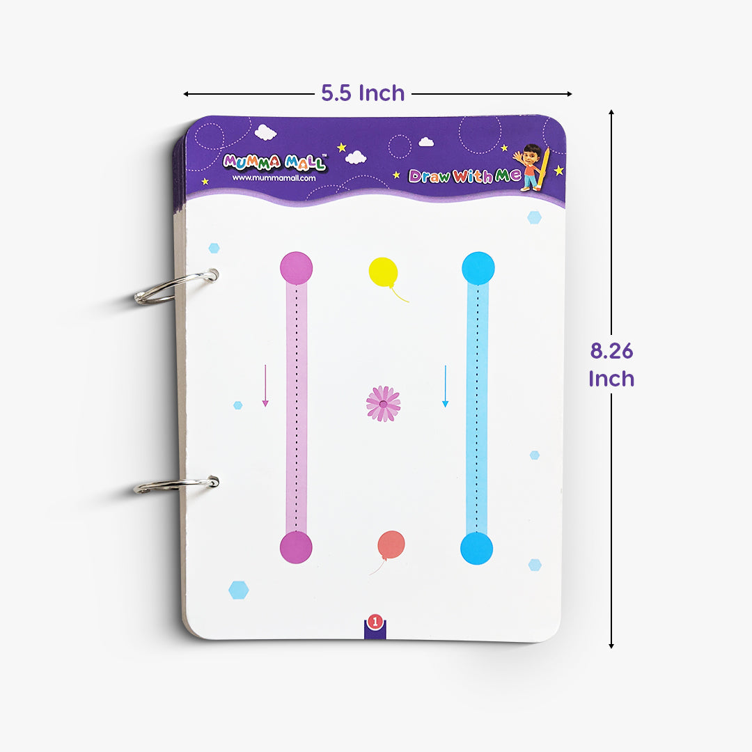 64 Pages Reusable Tracing Line book to improve HAND WRITING For 2+ Years kids