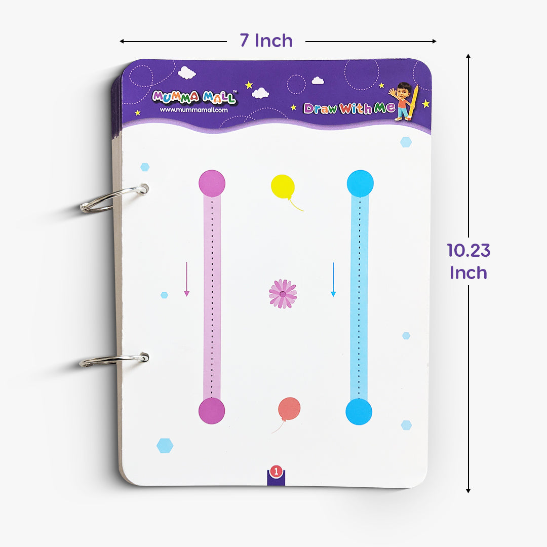 64 Pages Reusable Tracing Line book to improve HAND WRITING For 2+ Years kids